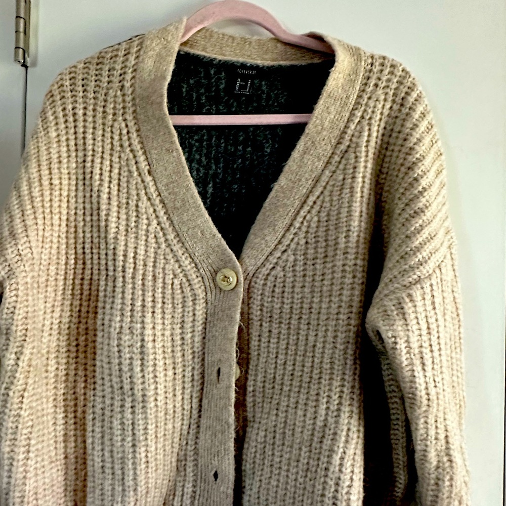 Forever 21 color blocked over sized cardigan size M